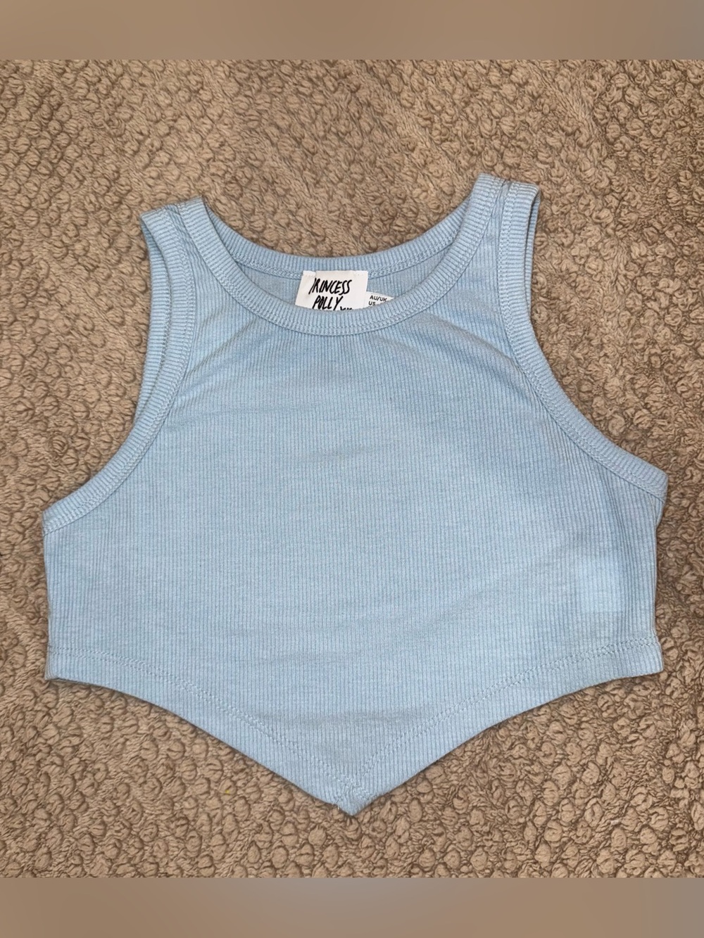 Princess Polly Pale Blue Ribbed Tank Top